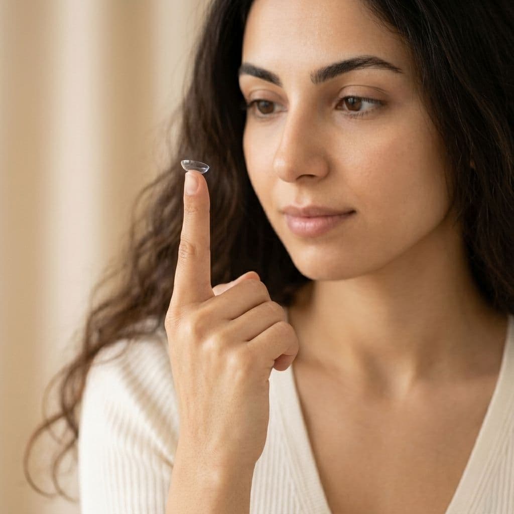 הניחו את העדשה על קצה האצבע